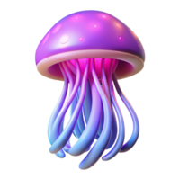 serene modern Neon Jellyfish 3D Render of a Bio Luminescent Aquatic Creature original png