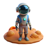 serene rustic Cartoon Astronaut 3D Render original png