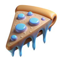 Melting 3D Render of Pizza Slice with Blue Toppings png
