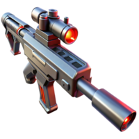 wonderful modern Futuristic 3D Model of a Sci Fi Laser Rifle with Red Targeting Laser Sight, Detailed Design and High Tech Weaponry detailed png