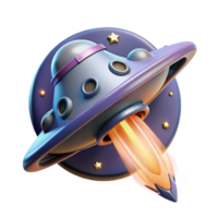 serene minimalist Cartoon UFO 3D Render high resolution png