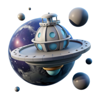 beautiful abstract Futuristic Spaceship 3D Render authentic png
