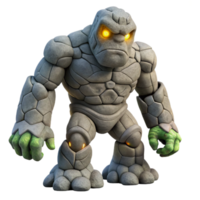 dramatic creative Stone Golem 3D Render authentic png