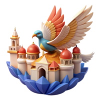 Bird over Palace 3D Render of Fantasy Architecture png