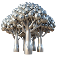 Metallic Tree Cluster Abstract 3D Render png