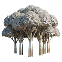 Silver Grove Cluster of Metallic Trees png