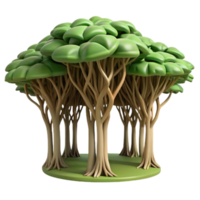 Intertwined Trees A 3D Render of a Unique Forest png