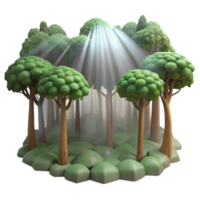 Sunlit Forest Magical 3D Render of Trees png