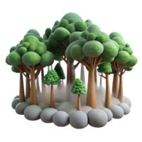 Enchanted Forest 3D Render of Lush Trees and Misty Grove png