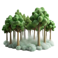 Enchanted Forest Lush Trees in a Dreamlike Cloud png