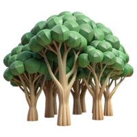 Low-Poly Tree Grove 3D Render of Abstract Forest png