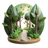 Tranquil Forest Path 3D Render of Nature Scene png