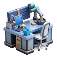 Automated Workplace Robotic Arm Computer Station png