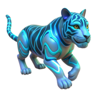 impressive rustic Neon Tiger 3D Render authentic png