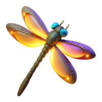 impressive minimalist Luminous Dragonfly 3D Render original png