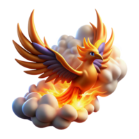 impressive rustic Fiery Bird Soaring Through Clouds 3D Render of Mythical Creature genuine png