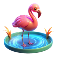 elegant artistic Pink Flamingo 3D Render authentic png