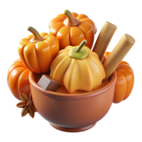 Autumn Harvest in a Bowl Pumpkins, Spice, and Warmth png