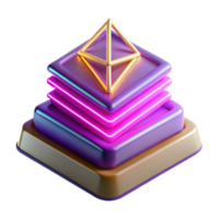 Neon Pyramid Stack Abstract 3D Render png