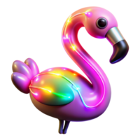 Glowing Flamingo 3D Render of a Pink Bird with Rainbow Lights png