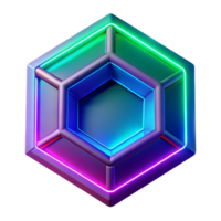 beautiful minimalist 3D Neon Hexagon Abstract Background high resolution png