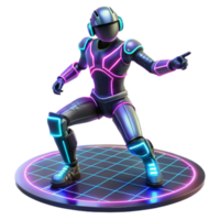 Synthwave Robot Neon Armored Posing on Grid png