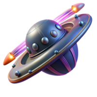 Cosmic Craft UFO Spaceship 3D Render png