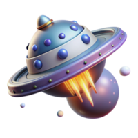 Spaceship Takeoff 3D Render of Futuristic Flying Saucer png