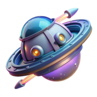 Futuristic Spaceship 3D Render of a Colorful Cosmic Craft png