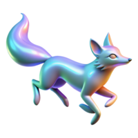 wonderful contemporary Iridescent Fox 3D Render high resolution png