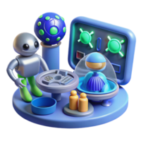 Futuristic Robot Control Center 3D Render png