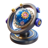 Global Network Steampunk Globe with Gears png