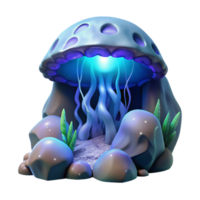 vibrant minimalist Glowing Mushroom 3D Render high resolution png