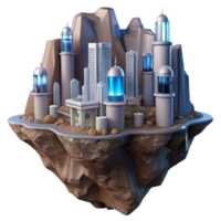 Futuristic Cityscape on a Mountaintop Island png