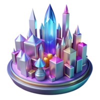 Iridescent Cityscape Geometric Urban Fantasy png