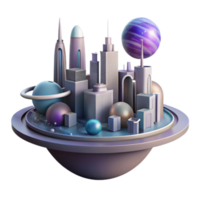 Futuristic Cityscape A 3D Render of a Utopian City on a Planet png