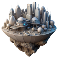 Futuristic Floating City A 3D Render of an Imaginary Metropolis png