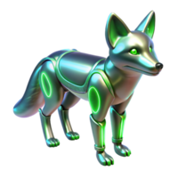 serene abstract Metallic Fox Robot 3D Render authentic png