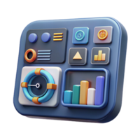3D App Interface Data Analytics Dashboard png