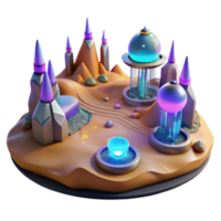 Fantasy Desert Oasis 3D Render of Surreal Architecture png