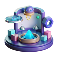 Abstract 3D Scene Futuristic Design with Geometric Shapes png