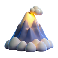 extraordinary abstract Cartoon Volcano 3D Render detailed png
