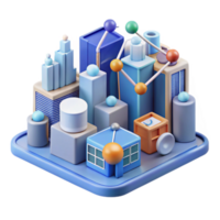 Abstract 3D Model Data Visualization of Interconnected Systems png