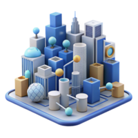 Abstract Cityscape 3D Model of Urban Structures png