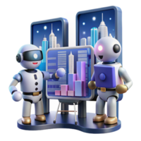 Robots Urban Data Analysis AI-Driven City Insights png