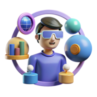 3D Avatar Global Data Visualization in Virtual Reality png