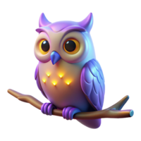 serene rustic 3D Cartoon Owl on Branch high resolution png