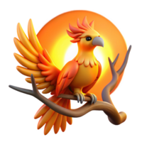 beautiful traditional 3D Render of a Mythical Firebird authentic png