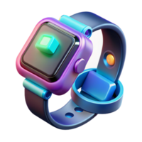Futuristic Smartwatch 3D Render, Modern Design, Colorful Interface, Wrist Wearable Technology png