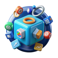 3D Icon Cube Interactive App Design, Digital Assets, UI Elements, Colorful Graphics, Software Development, Modern Interface, Technology Illustration, Abstract Design, Web Design, Creative Concept png